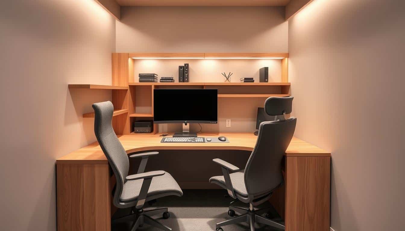 space-efficient workstation layout