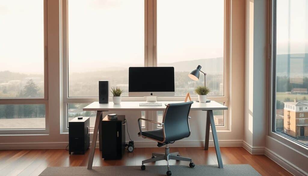 space-efficient workstation layout