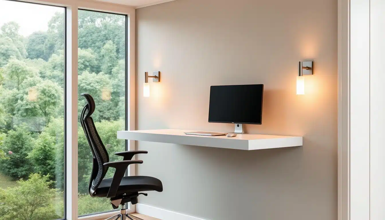 space-saving desk setup