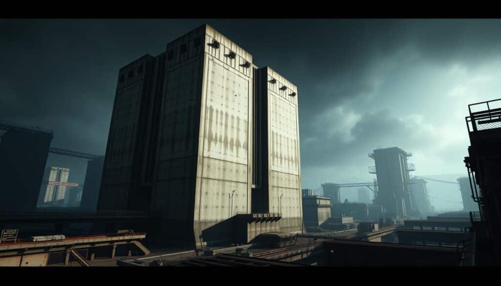 Brutalist architecture in gaming applications