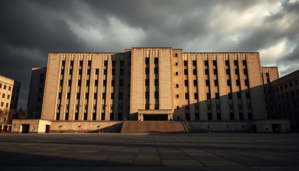 Soviet architecture showcasing Brutalist design